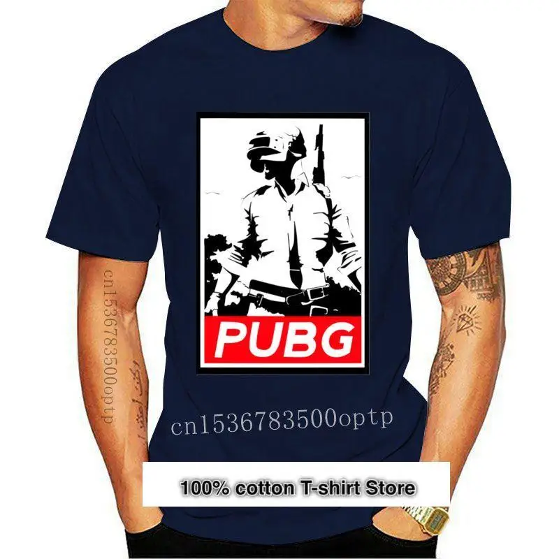 

Camiseta estampada de algodón para hombre y mujer, camisa de manga corta con cuello redondo, PUBG