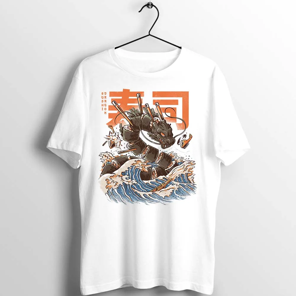 Мужская и женская футболка унисекс с принтом суши дракона|Мужские футболки| |