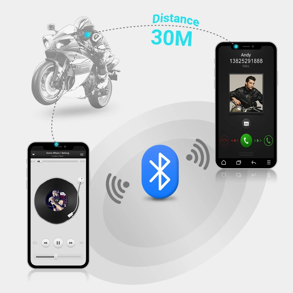 

Motorcycle Helmet Headset Wireless Bluetooth Headphone Speaker Handsfree Music Automatic Call Answer Hands-Free BT-10