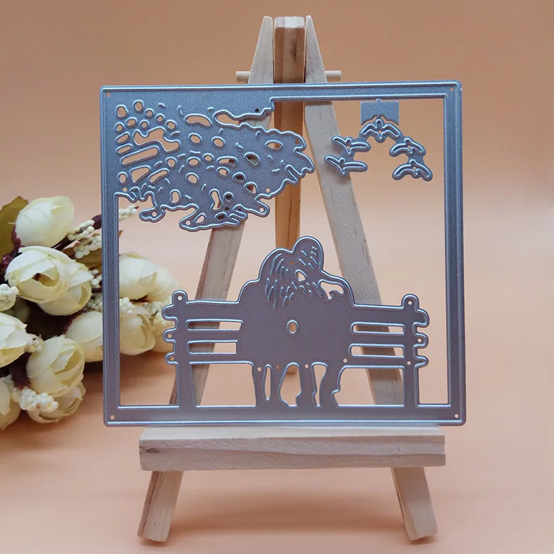 

LOVERS sitting Bench man and woman New Cutting Dies Scrapbooking Dies Metal Embossing Stamps and die for Card Making DIY