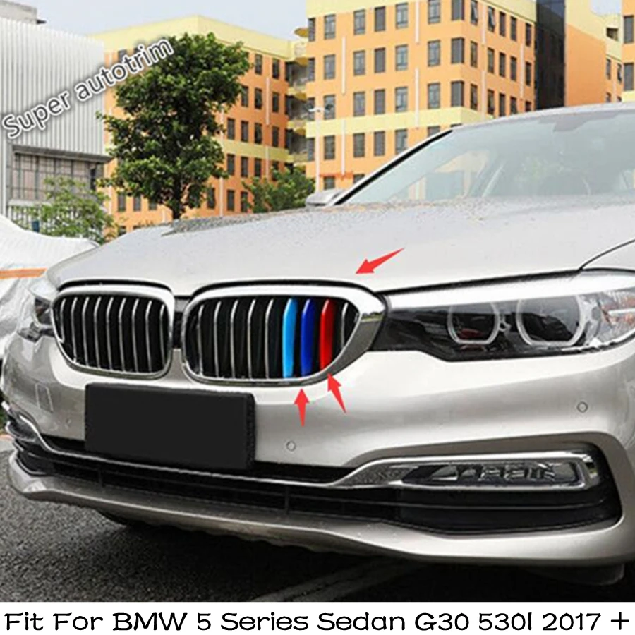 

Lapetus Front Head Grille Grill Decoration Strip Cover Trim Kit ABS Accessories Fit For BMW 5 Series Sedan G30 530I 2017 - 2021