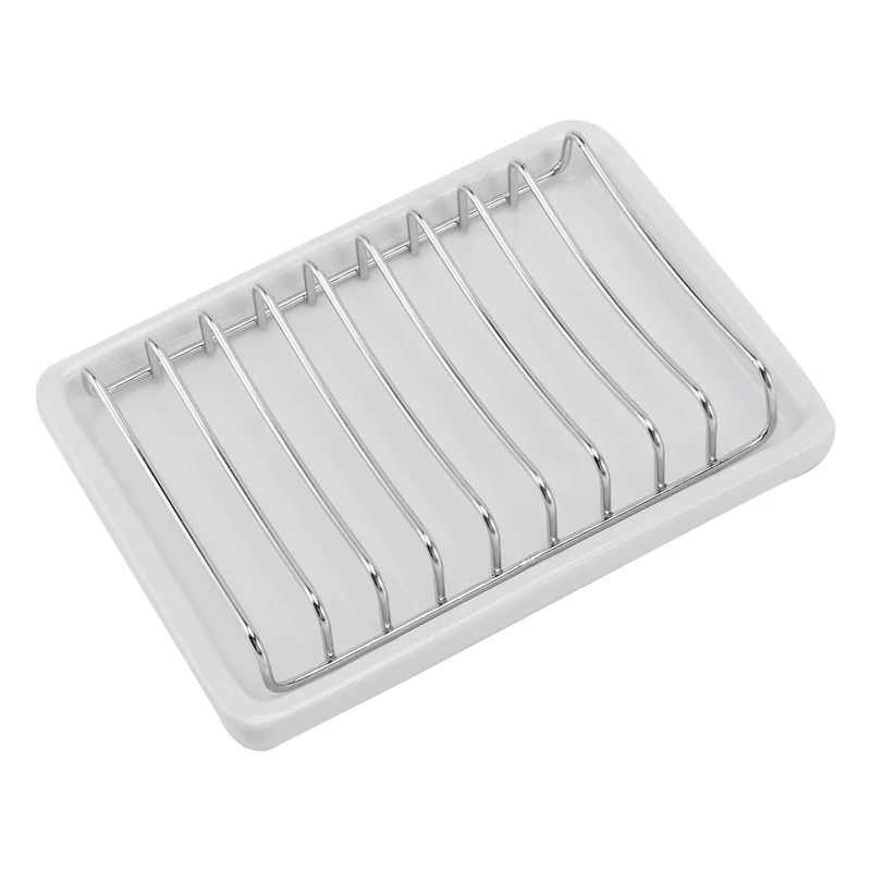 Jabonera de cer&aacute;mica, soporte para jab&oacute;n de ducha de acero inoxidable de doble capa con rejilla de drenaje y soporte para ba&ntilde;o, ba&ntilde;era y Kitc-1