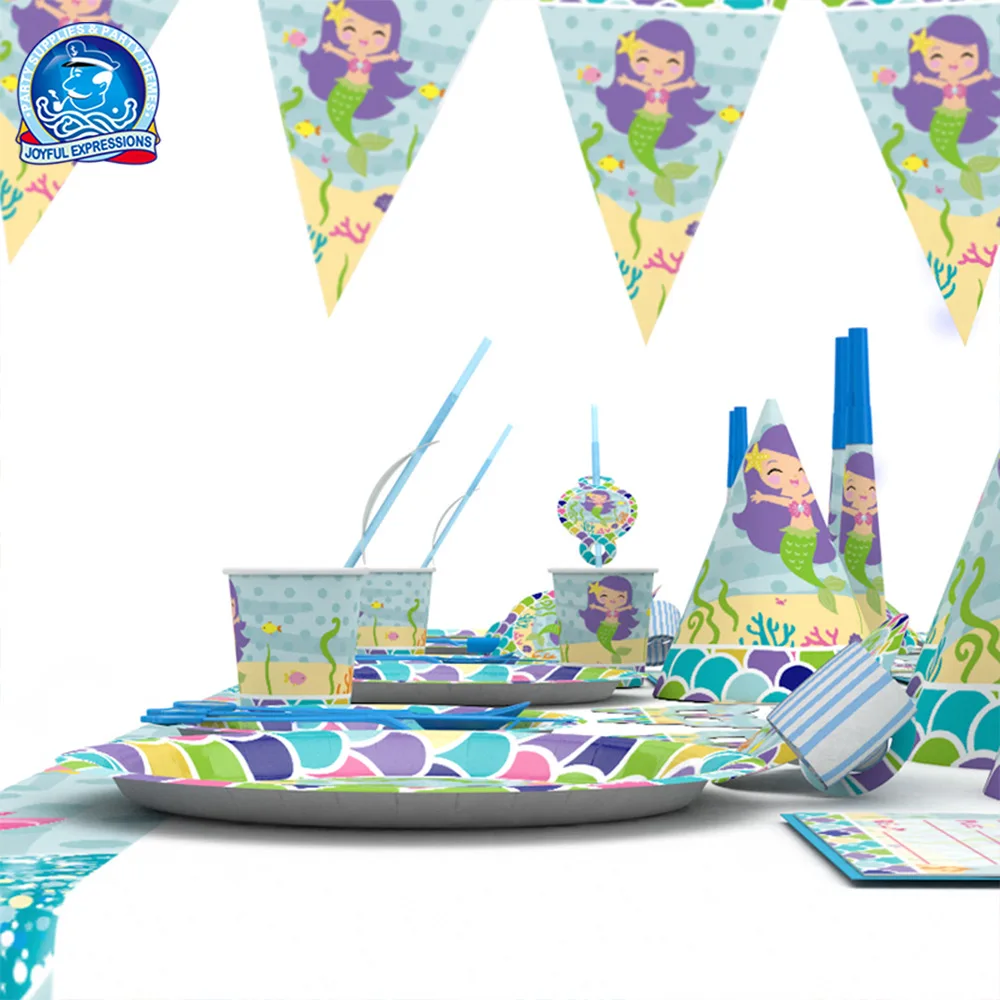 

Disney The little mermaid theme children's birthday party supplies set Baby's first birthday cartoon decoration party supplies