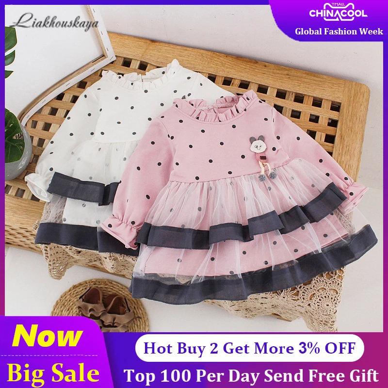 Осенняя одежда принцессы для маленьких девочек платье с длинными рукавами