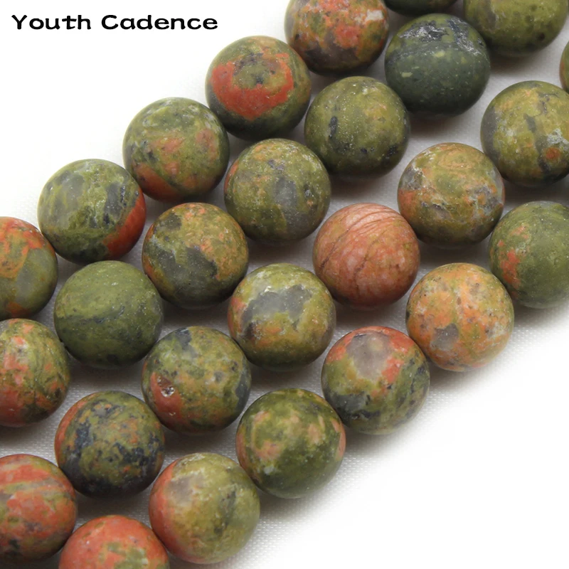 

Natural Matte Unakite Stone Loose Round Sapcer Beads For Jewelry Making DIY Bracelet Pendant Necklace 15" Strand 4/6/8/10/12mm