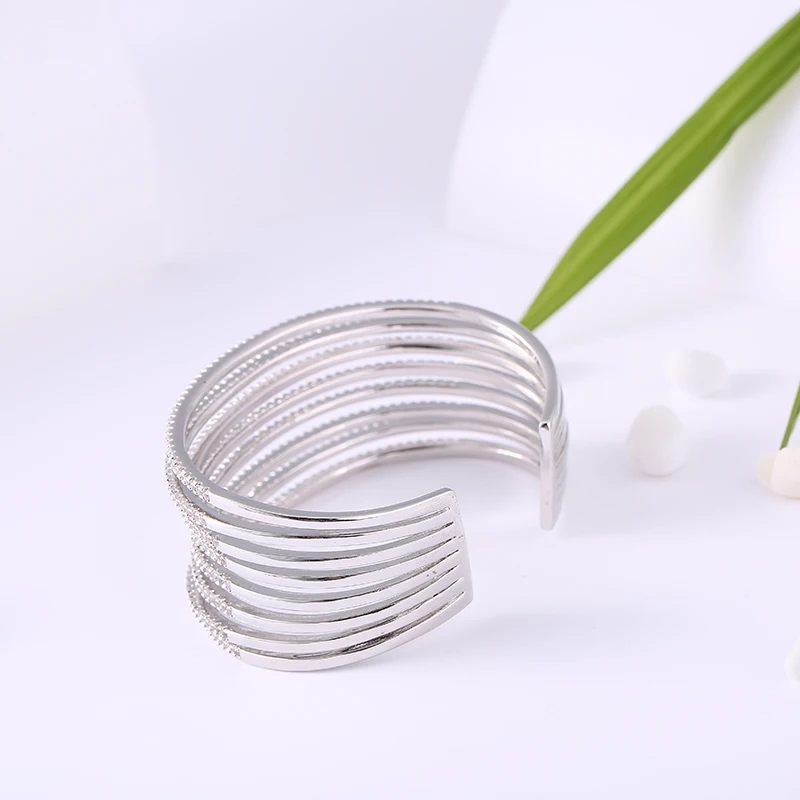 Модные Роскошные штабелируемые манжеты для женщин свадебные ювелирные изделия с