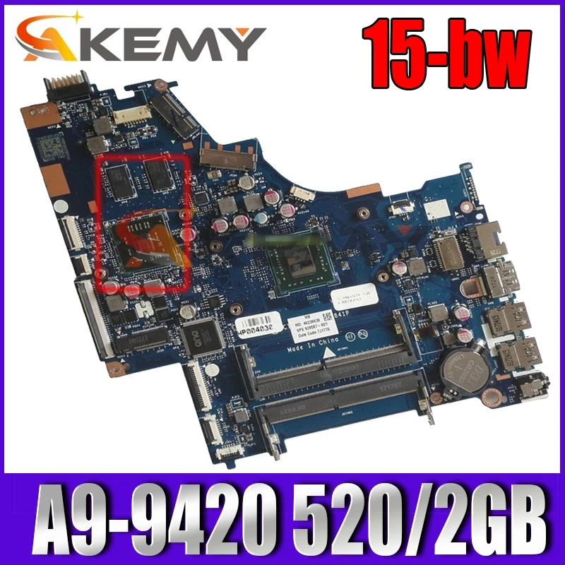 

924724-501 924724-601 924724-001 LA-E841P 520/2GB GPU w A9-9420 CPU for HP Laptop 15-bw Series Notebook PC Motherbaord Mainboard