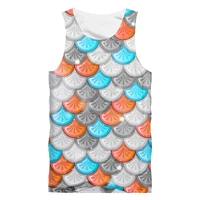 ifpd free shipping sleeveless shirts mermaid womenmens cool print fish scale 3d tank top man bodybuilding fintess casual vest