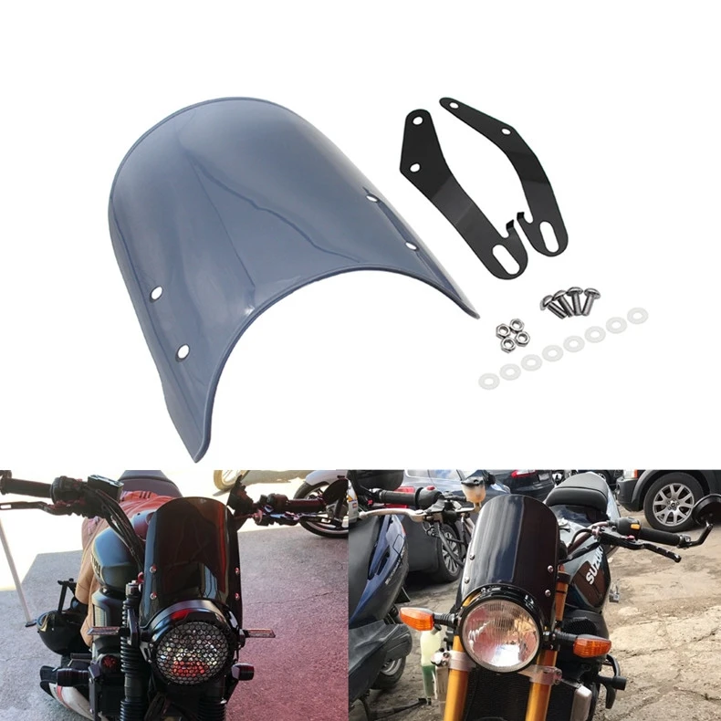 

Motorcycle Windshields,Headlight Fairing Universal Windscreen W/Mount Bracket Fit 5 to 7inch Round Headlights,for Yamaha Suzuki