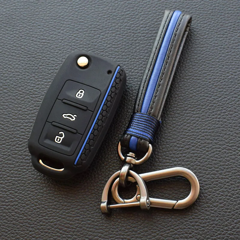 black For Volkswagen Bora POLO GOLF Passat Car Key New Silicone Cover Case Shell 3 Button Remote Key protector Car Key Styling - Название цвета: black