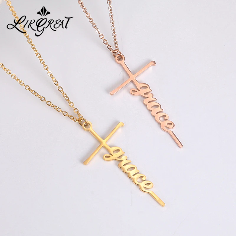 Ожерелье с подвеской-крестом для мужчин и женщин чокер из нержавеющей стали