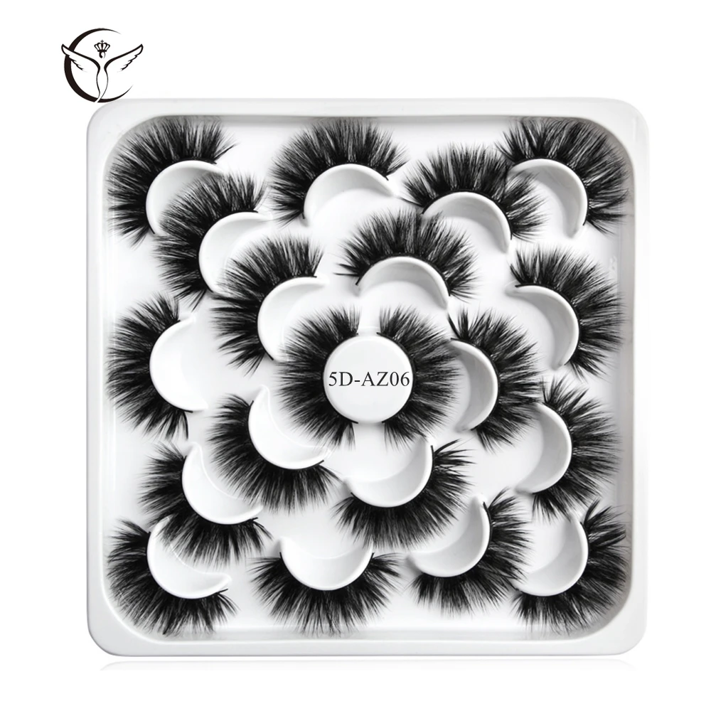 5D-AZ06 Mink eyelashes 3d mink hair eyelashes10 pairs long makeup 3d faux nature fake lashes extension false eyelashes Wholesale(10P - Цвет: 5D-AZ06