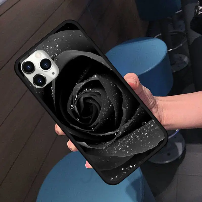 

Black Sexy Art Rose Lover Harajuku Phone Case For iphone 7 8 12 11 XR XS pro Max Mini plus Soft silicone cover shell funda