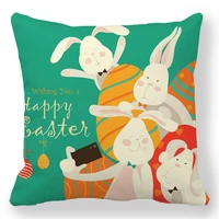 happy easter holiday decoration cushion cover egg garland pillowcase car decorate office chair cushion cover rabbit print cover