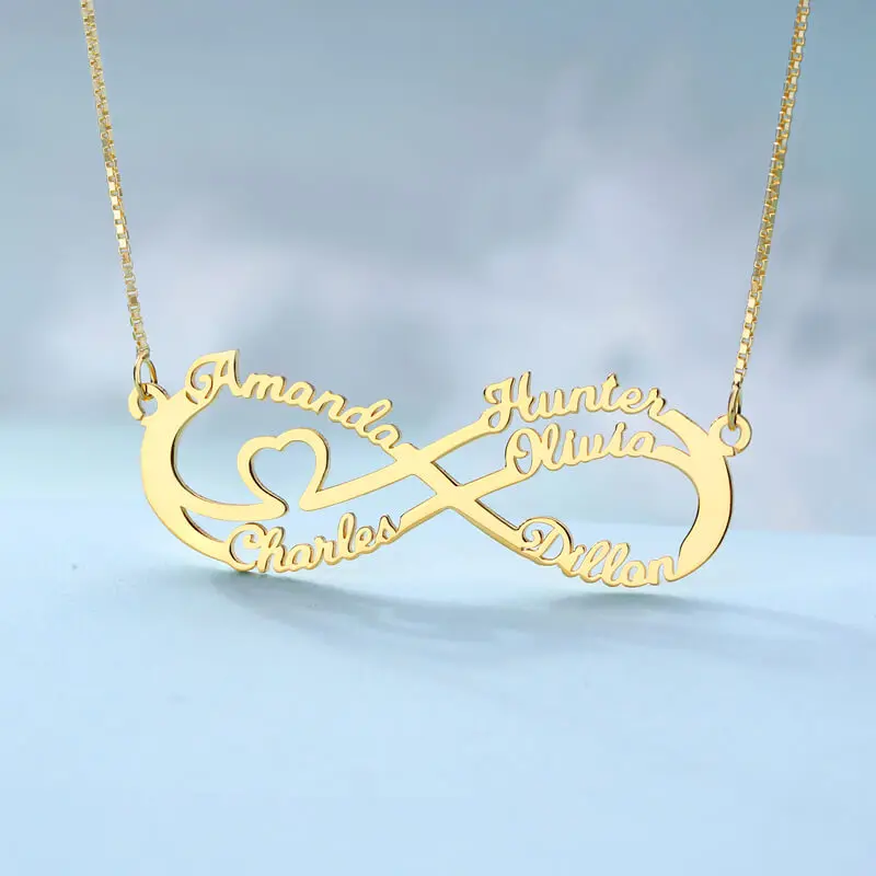 AILIN Infinity Custom Necklace Stainless Steel Gold 1-8 Name Necklace Personalised Women Pendant Jewelry Gift Christmas 2020