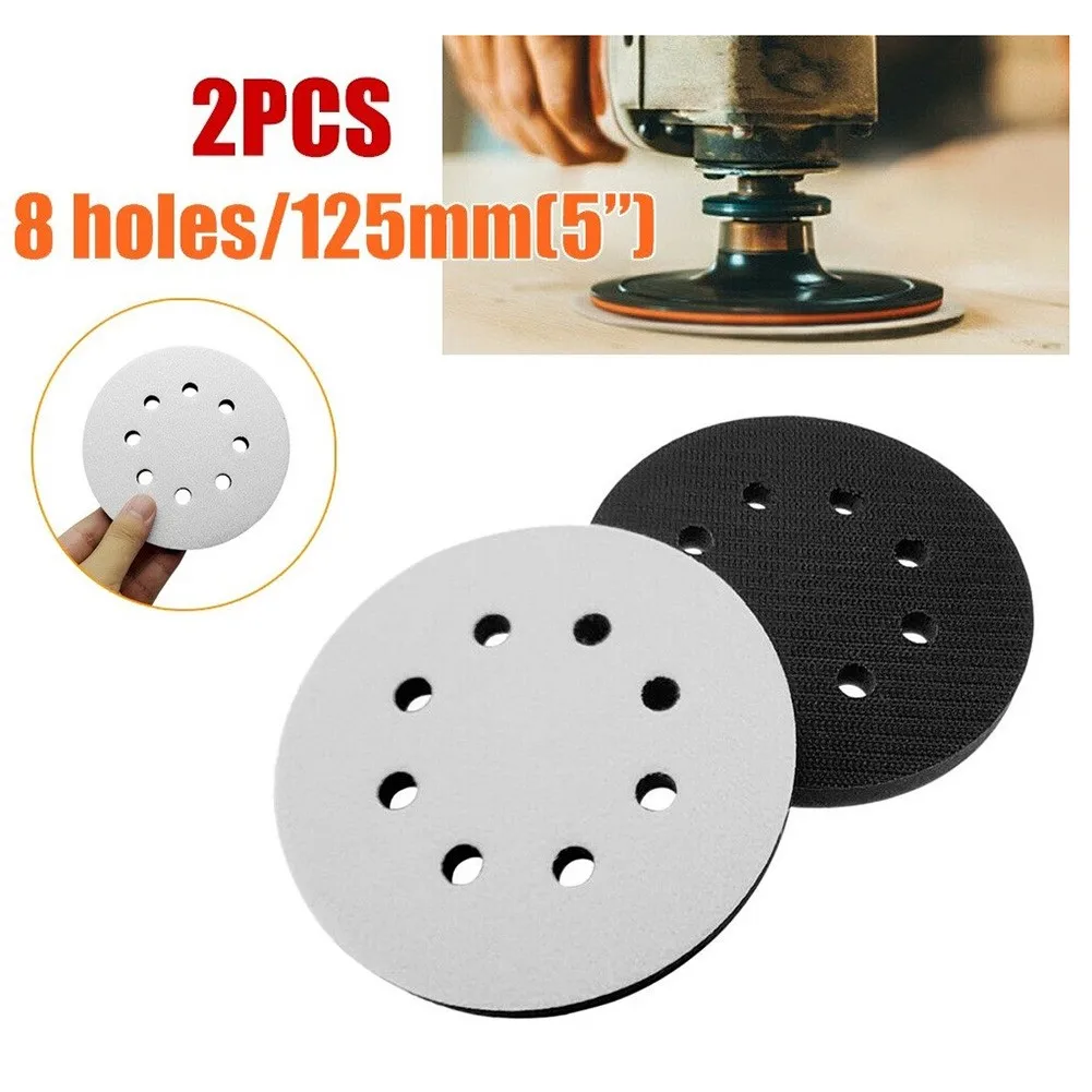 

2PCS 5 Inch/125mm 8-Hole Soft Sponge Interface Pads For Sanding Pad And Hook&Loop Sanding Discs For Surface Polishing