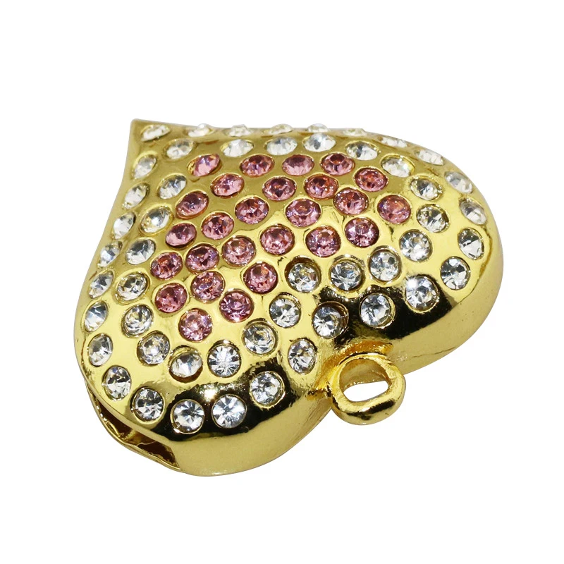 USB флеш накопитель с кристаллами ожерелье золото бриллиант сердце накопители 8 ГБ