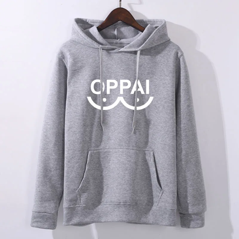 Light grey Аниме One Punch man Saitama Толстовка Oppai толстовка с капюшоном Толстовка Косплей Костюм Новинка - Цвет: Light grey