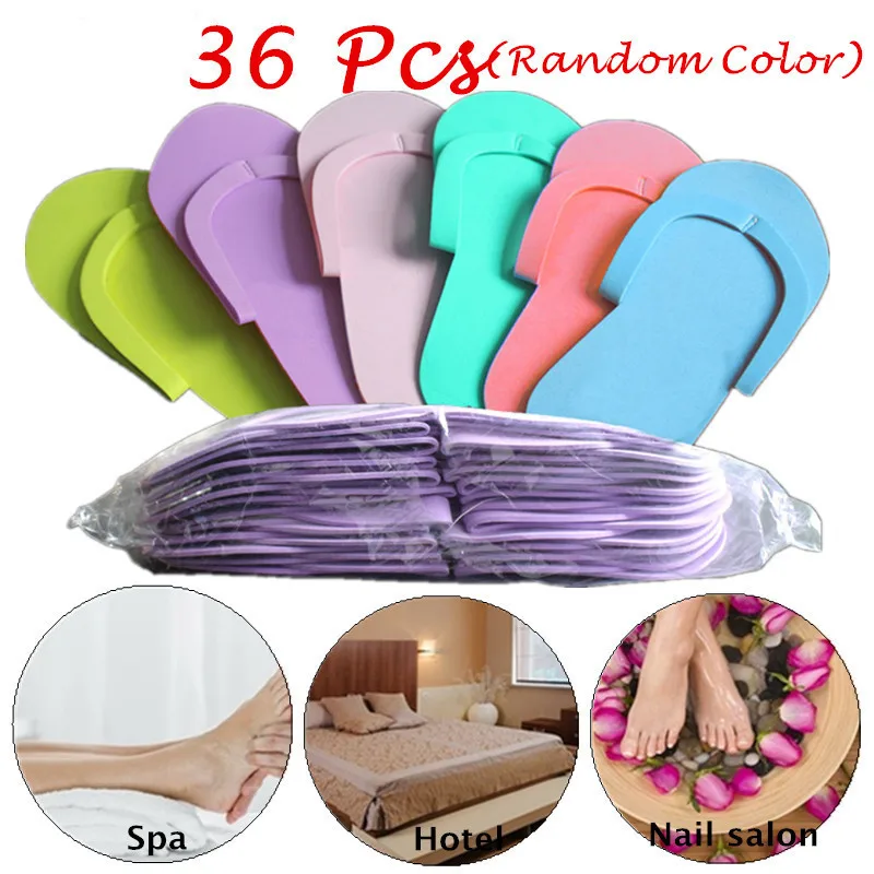 Шлепанцы одноразовые из пены для педикюра тапочки салона спа 36 пар (случайные