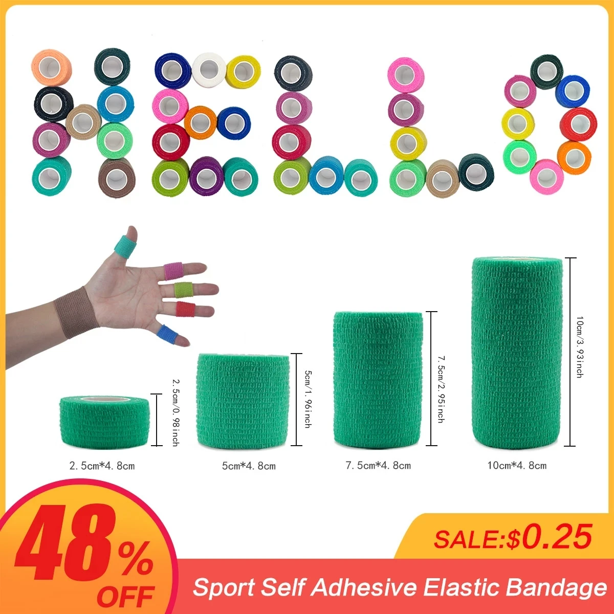 1 рулон 2 5/5/7 5/10 см * 4 8 м Нетканая эластичная самоклеящаяся повязка когезивная для