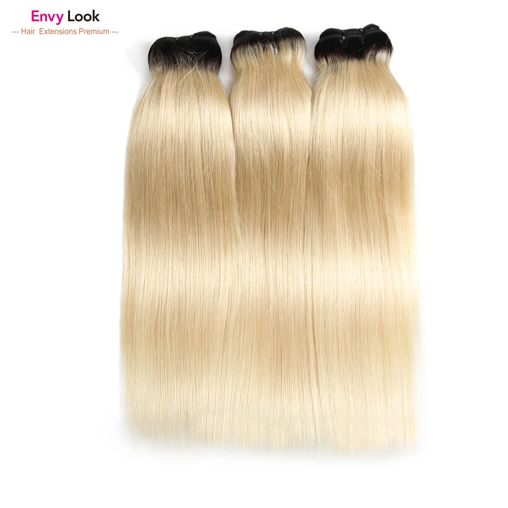 Envy Look 100% человеческие волосы ombre 1b 613/блондированные прямые 3 пряди с 4*4 кружевной