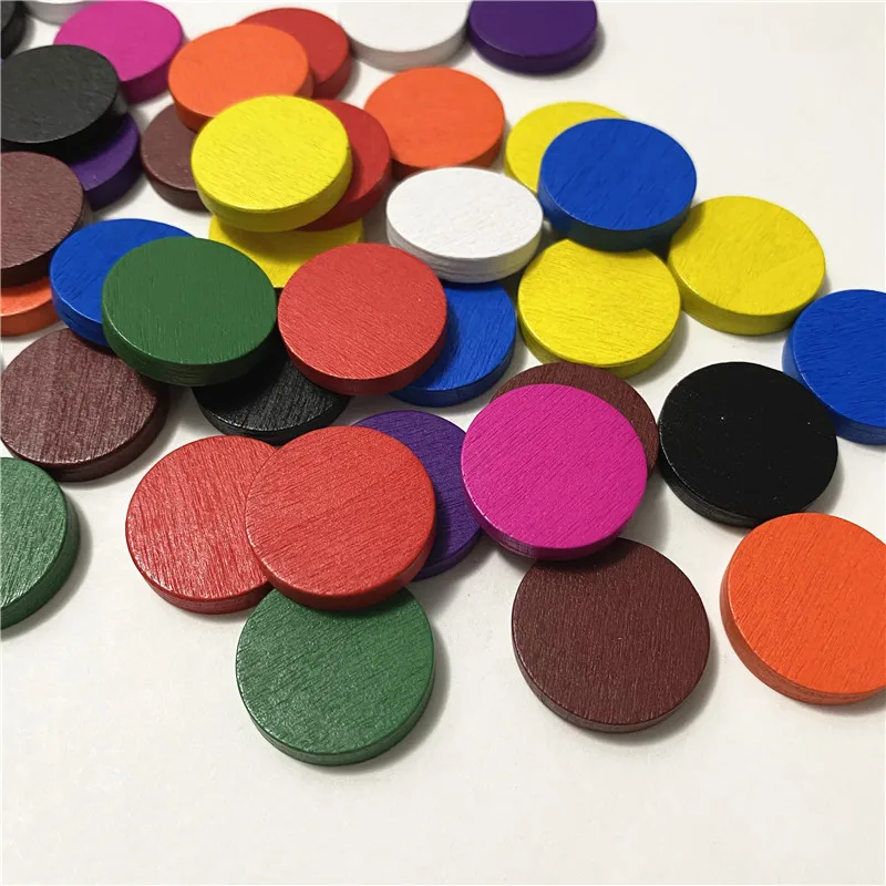 50 Pieces 25*5mm Colorful Wooden Circle Plate Chips Puzzle Chess For Board Game Accessories 10 Colors | Спорт и развлечения