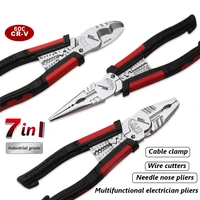 alloy steel 7 in 1 multifunctional wire cutters wire strippers cable clamps electrician crimping pliers hand tools