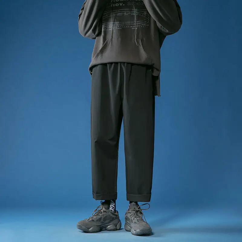 Мужские повседневные шаровары 2020 черные/серые/цвета хаки прямые свободные брюки