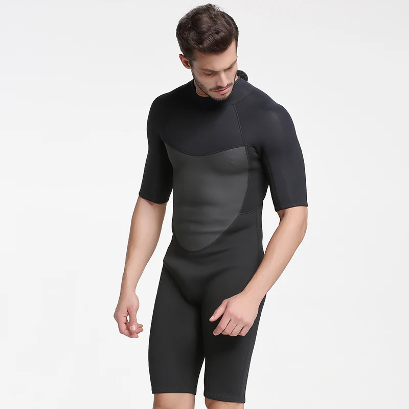 Гидрокостюм мужской SBART 2 мм черный цельный с коротким рукавом для дайвинга |