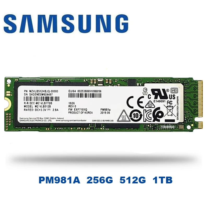 Внутренний твердотельный накопитель SAMSUNG SSD M.2 PM981A NVMe PCIe 3 0x4 256 ГБ 512 M2 для ноутбука