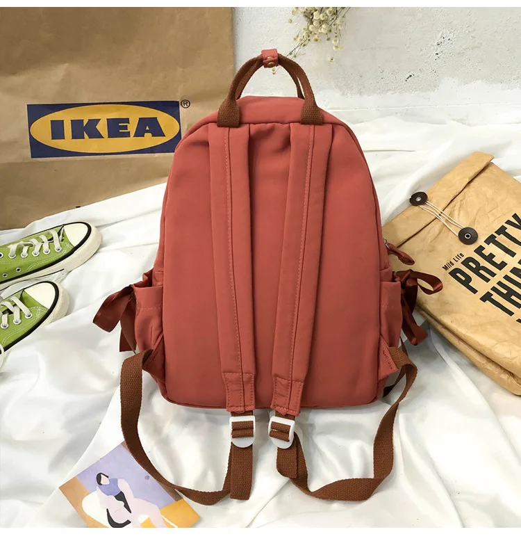 2019 оранжевый водонепроницаемый нейлоновый рюкзак женская школьная сумка для