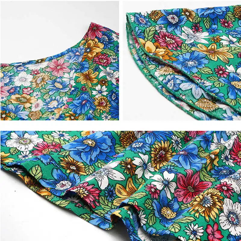 

Summer Dress Women Short Sleeve Floral Print Dress Casual High Waist Sexy V Neck Vintage Dress For Woman Bohemian Holiday Dress