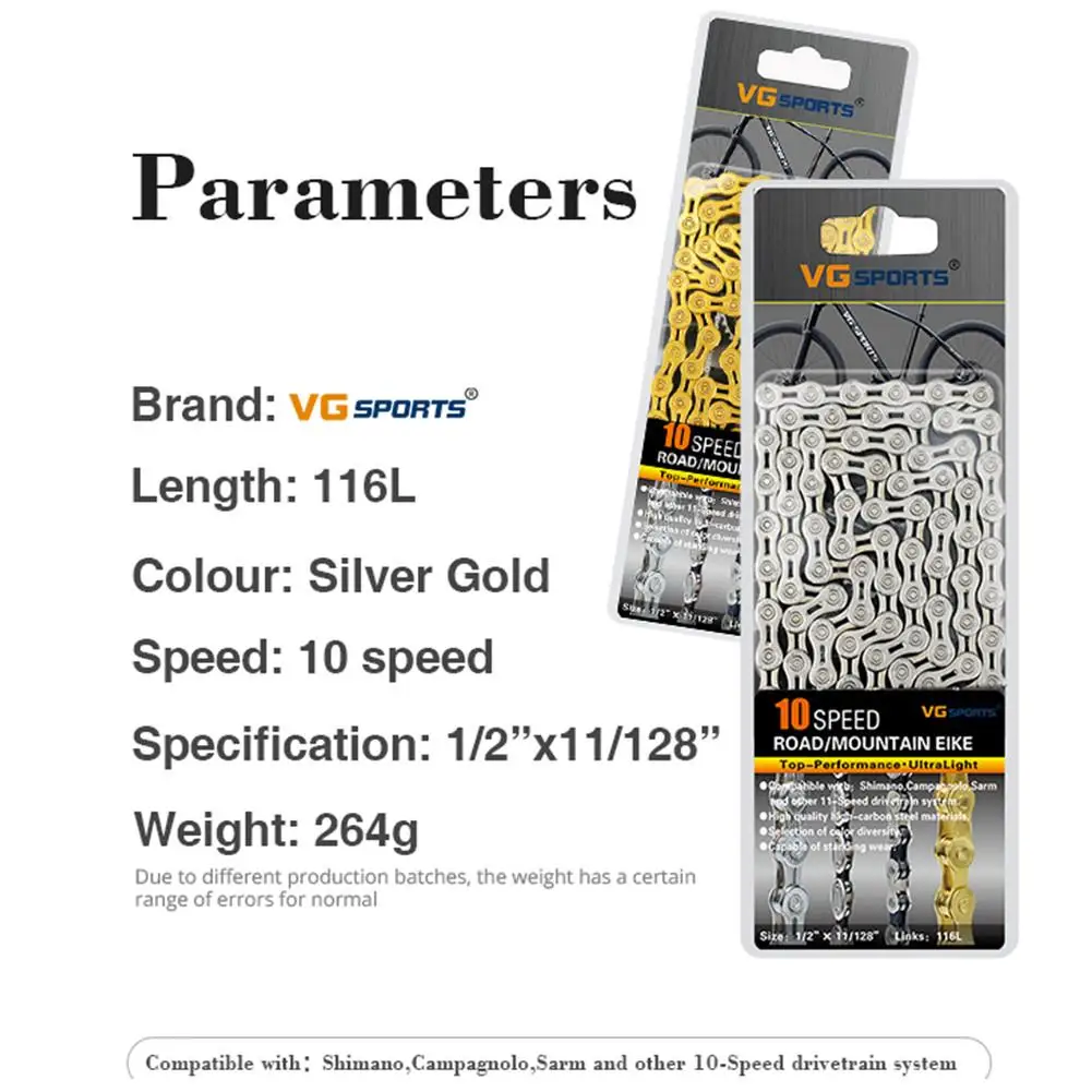 

Bicycle Chain 8/9/10 Speed Half Hollow Bike Chain Mountain Road Bike Full Hollow Chains Ultralight 116L Bike Chain Accessories