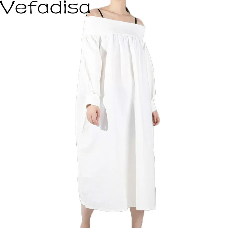 Женское платье до середины икры Vefadisa черно белое трапециевидной формы с