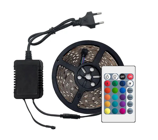 Светодиодный светильник RGB 5050 SMD 2835 гибкая лента fita светодиодный светильник RGB 5 м 10 м 15 М лента диод DC12V 60 светодиодный s 1 м+ управление+ адаптер