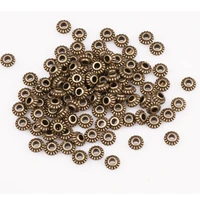 100pcs 6mm antique tone wheel gear metal spacer beads for needlework big hole charms for diy jewelry making bracelet finding