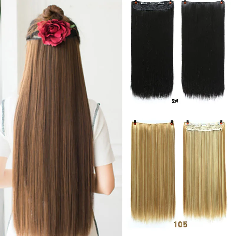 MANWEI 60 см Длинные Синтетические заколки для наращивания волос термостойкие