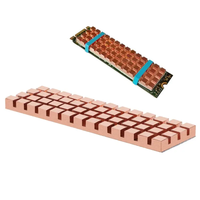 

Pure Copper Heatsink Cooler Heat Sink Thermal Conductive Adhesive for M.2 2280 PCI-E NVME SSD 70x20MM Thickness 1.5/2/3/4MM