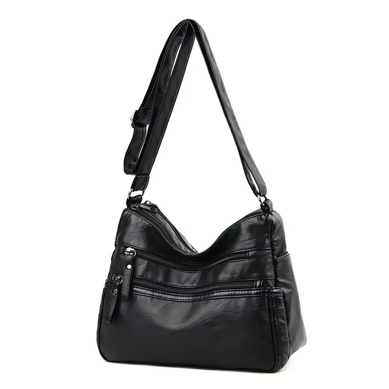 

Сумки на плечо из мягкой искусственной кожи для женщин, коллекция 2020 года, сумки на молнии, однотонные сумки-Хобо с множеством карманов, сумк...