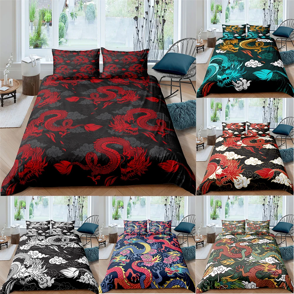 

Комплект постельного белья с 3D принтом, Комплект постельного белья с рисунком дракона, пододеяльник, наволочки, одеяло, комплекты постельно...