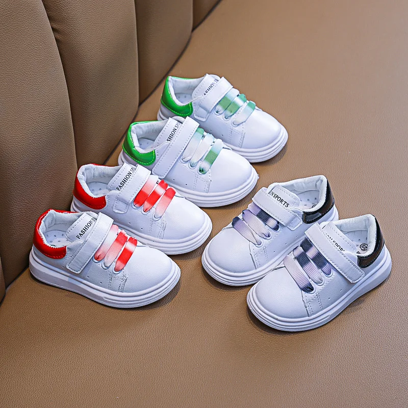 

Toddler Girls Boys Leather Sneakers Children Antislip Soft Bottom Comfortable Kids Tennis Shoes Casual Flats White Sports Shoes