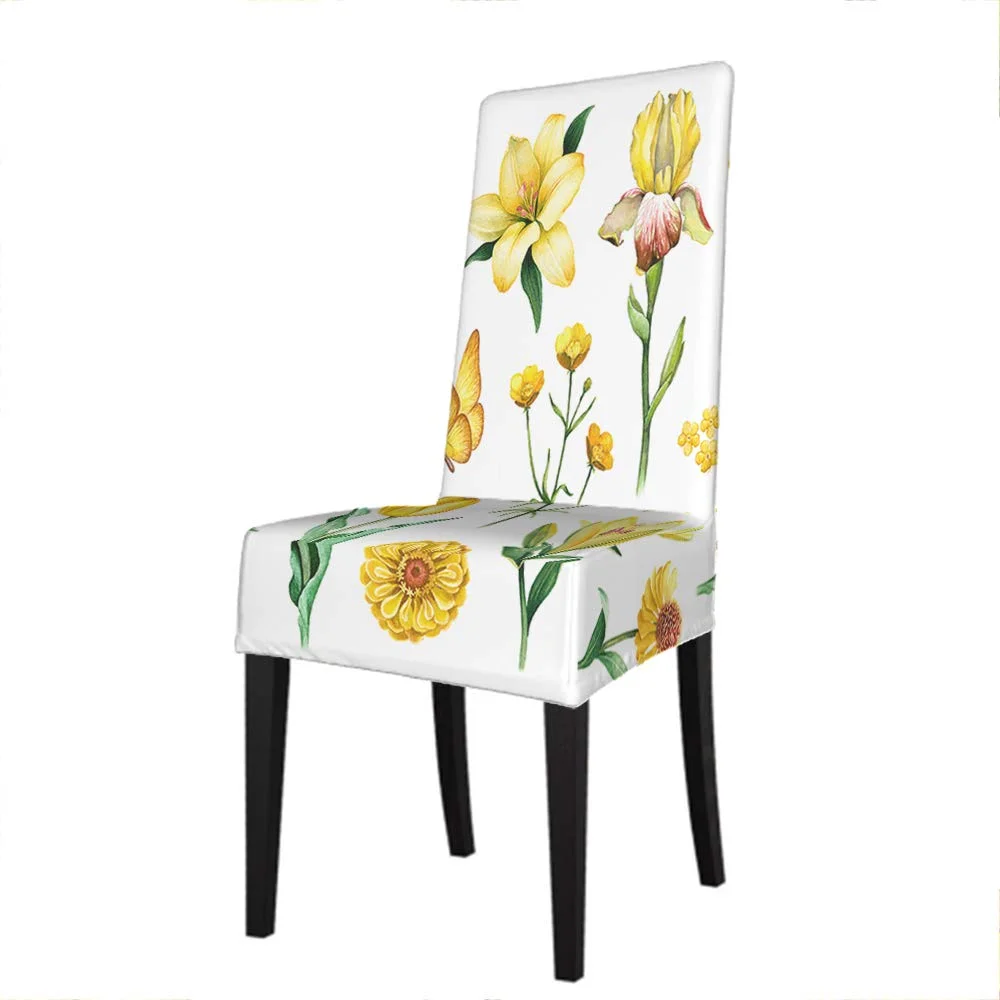 

Эластичный Мягкий чехол на стул из спандекса, желтый цветок, акварель, тюльпан, лилия, Маргаритка, роза, семейный отель, вечерние, 46*56