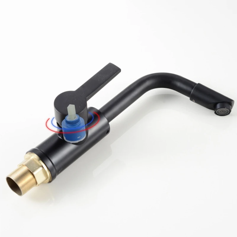

Kitchen Faucet Stoving Varnish Process Black Hot/Cold Water Tap for Wash Basin Kitchen Bathroom Copper Alloy Rotatable