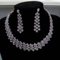 hibride brilliant cz zirconia round shape drop earrings necklace bridal jewelry sets wedding dress accessories bijoux n 1870
