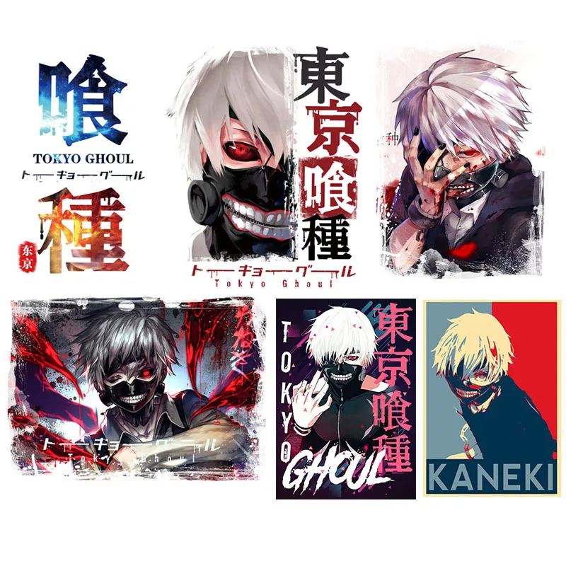 

Hot Anime patch Iron-on transfers for clothing Tokyo Ghoul patch thermocollant patches for clothing Stripe for jacket