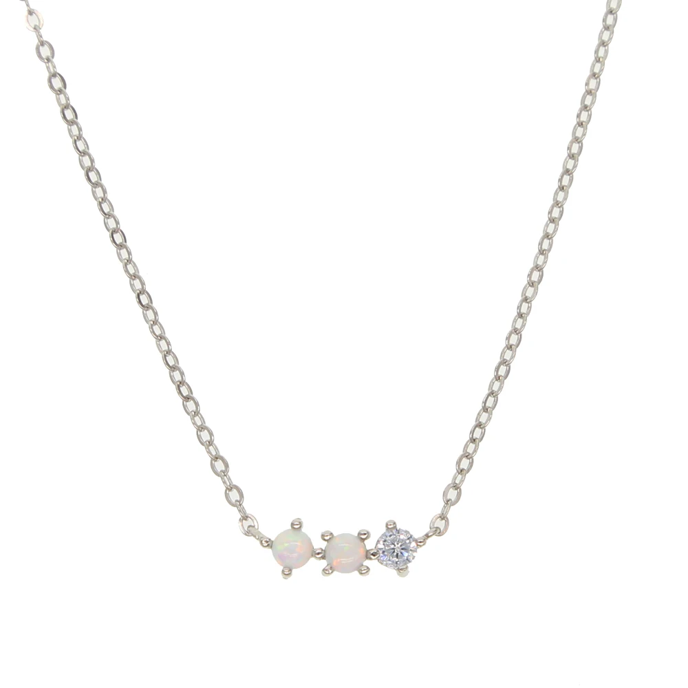 Delicate trendy couple opals paved cz choker necklaces 925 genuine silver collar necklace pendants women short chockers | Украшения и