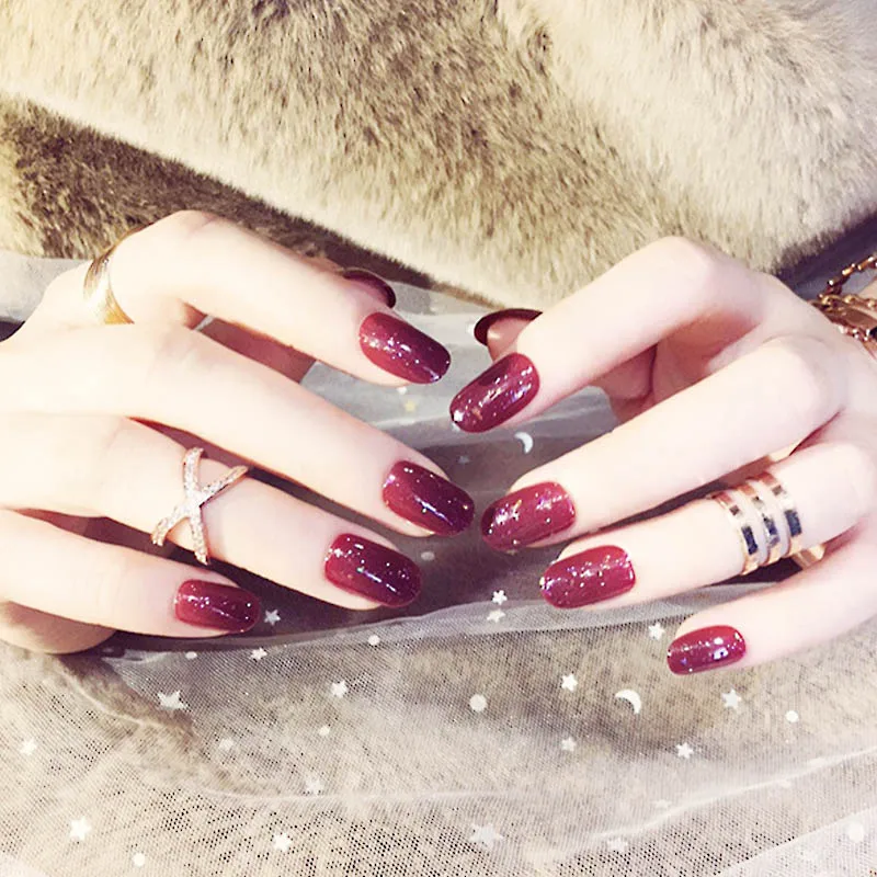 style6 24 шт. великолепные накладные ногти цвета розового золота, блестящие накладные ногти с острым носком, накладные ногти с полным покрытием, Длинные накладные ногти для девочек - Цвет: style6