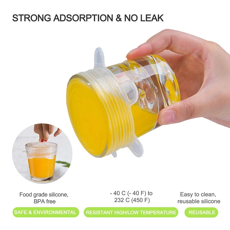 18 шт. силиконовые растягивающиеся крышки многоразовые прочные и расширяющиеся