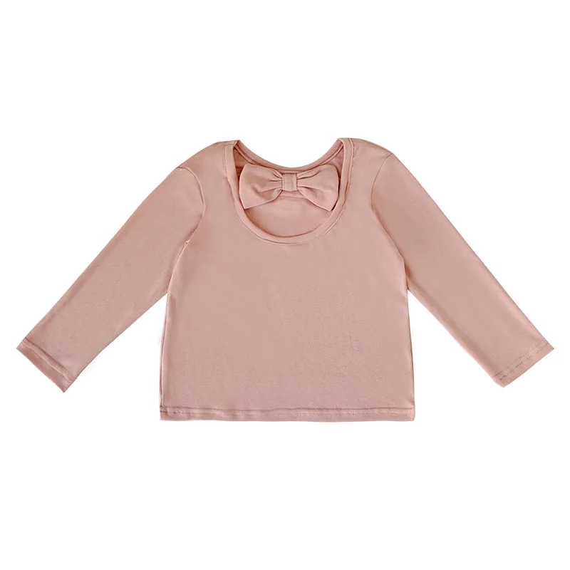 Camiseta b&aacute;sica con lazo y espalda descubierta para ni&ntilde;a, Tops de algod&oacute;n a la moda, ropa para ni&ntilde;a QZ048 2020-3