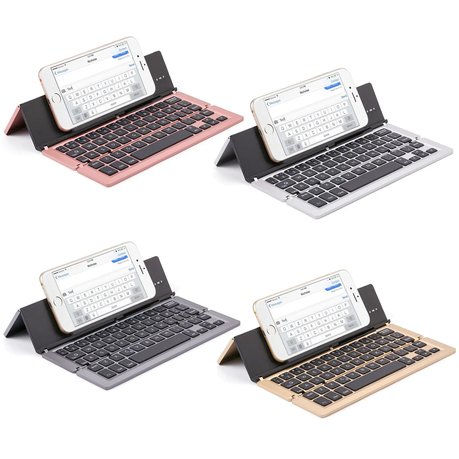 

Vococal Портативная Складная Алюминиевая 58-клавишная Bluetooth беспроводная клавиатура с подставкой для IOS Android смартфонов планшетов